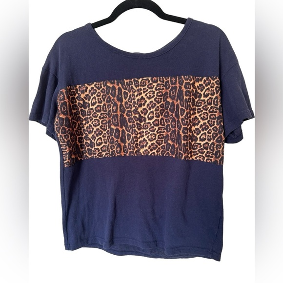 Shein blue leopard print tshirt - Picture 1 of 3